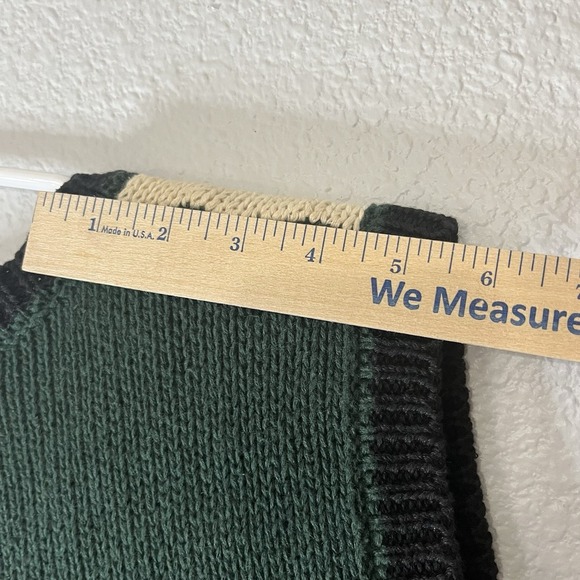 Vintage Mountain Lake Sweater Vest Floral Aztec Christmas Green Red Cottage Knit - Picture 12 of 12